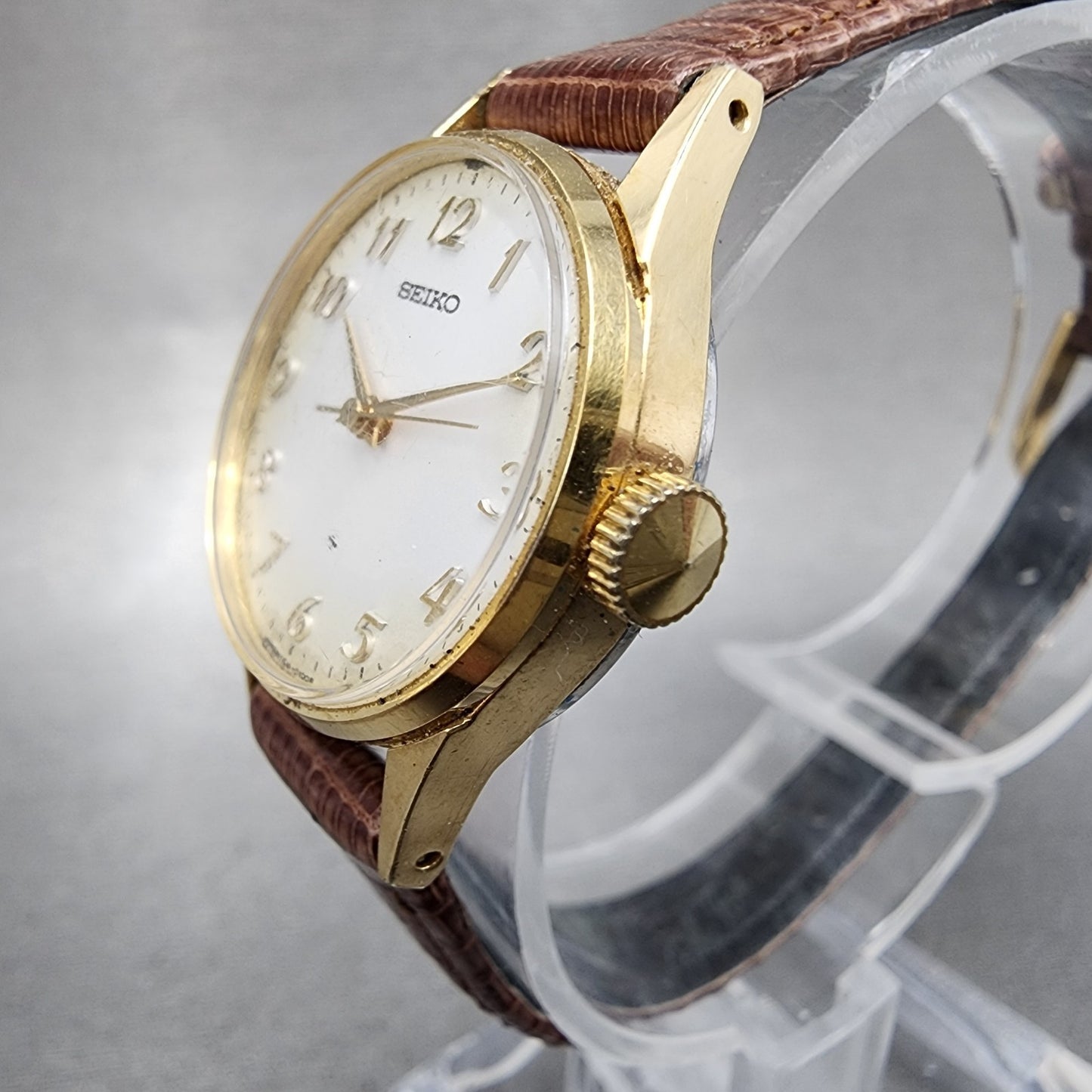 Seiko Watch Women 23mm White Dial Gold Plated Manual Wind 11040031 Runs2