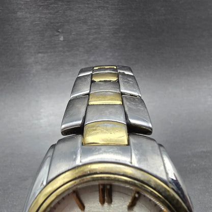 Citizen Eco-Drive Watch Men 39mm White Dial Two Tone Date F810-S005353 Runs4