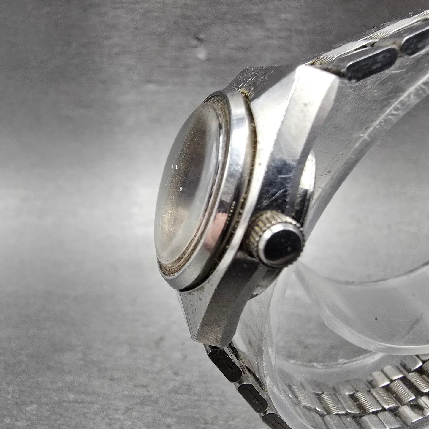 Seiko Automatic Watch Women 24mm Purple Dial Silver Tone Date 2205-0679 Runs VTG3