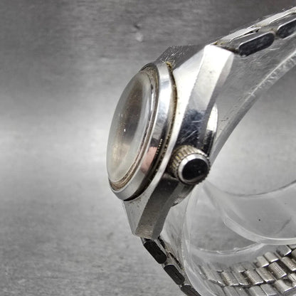 Seiko Automatic Watch Women 24mm Purple Dial Silver Tone Date 2205-0679 Runs VTG3