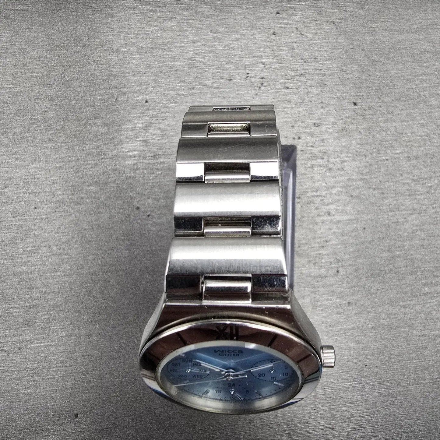Citizen Wicca Watch Women 29mm Blue Dial Silver Tone Daydate 6329-L19494 New Bat4