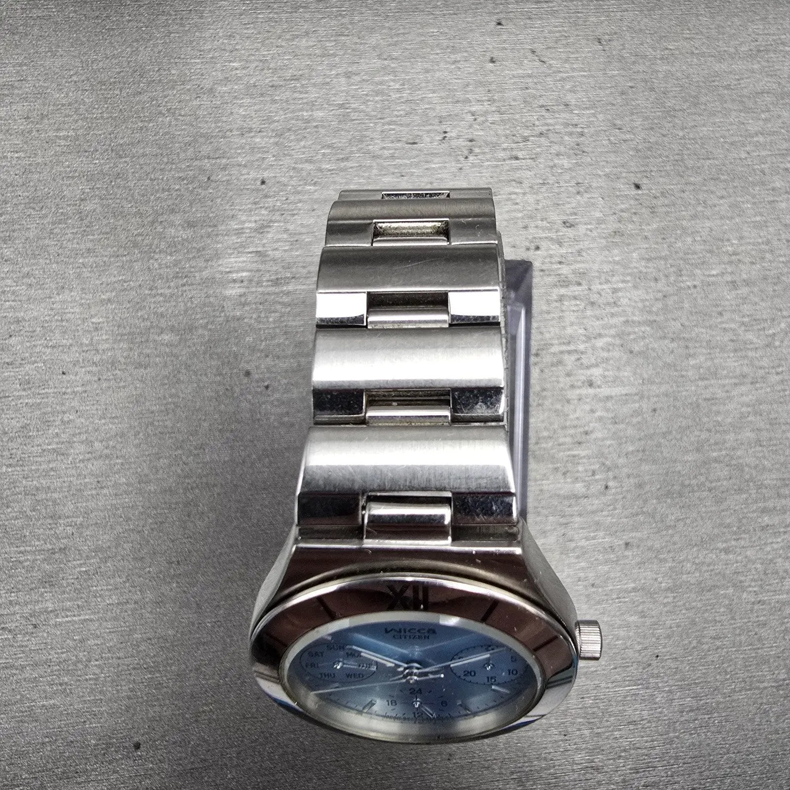 Citizen Wicca Watch Women 29mm Blue Dial Silver Tone Daydate 6329-L19494 New Bat4