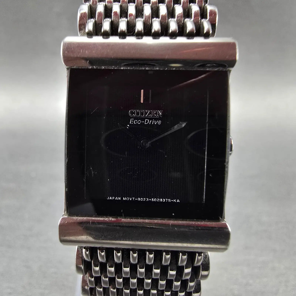 Citizen Eco-Drive Tank Watch Women 23mm Black Dial Silver B023-S015375 Works JP1