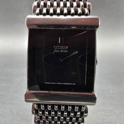 Citizen Eco-Drive Tank Watch Women 23mm Black Dial Silver B023-S015375 Works JP1