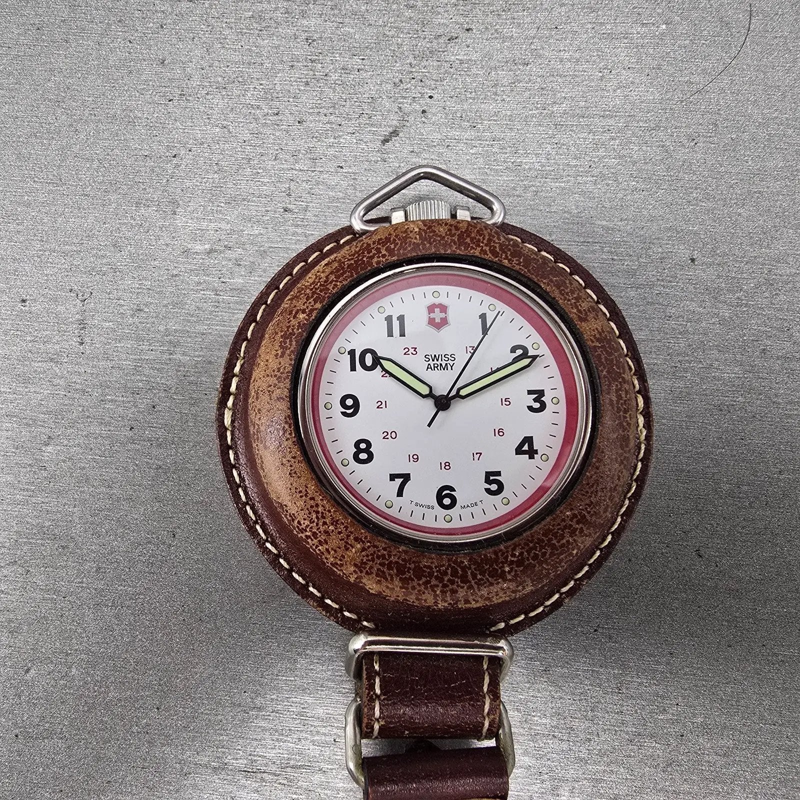 Victorinox Swiss Army Pocket Watch Men 48mm White Dial Silver Tone Round New Bat0