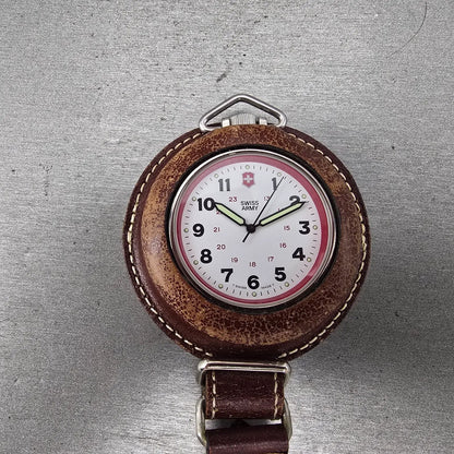 Victorinox Swiss Army Pocket Watch Men 48mm White Dial Silver Tone Round New Bat0