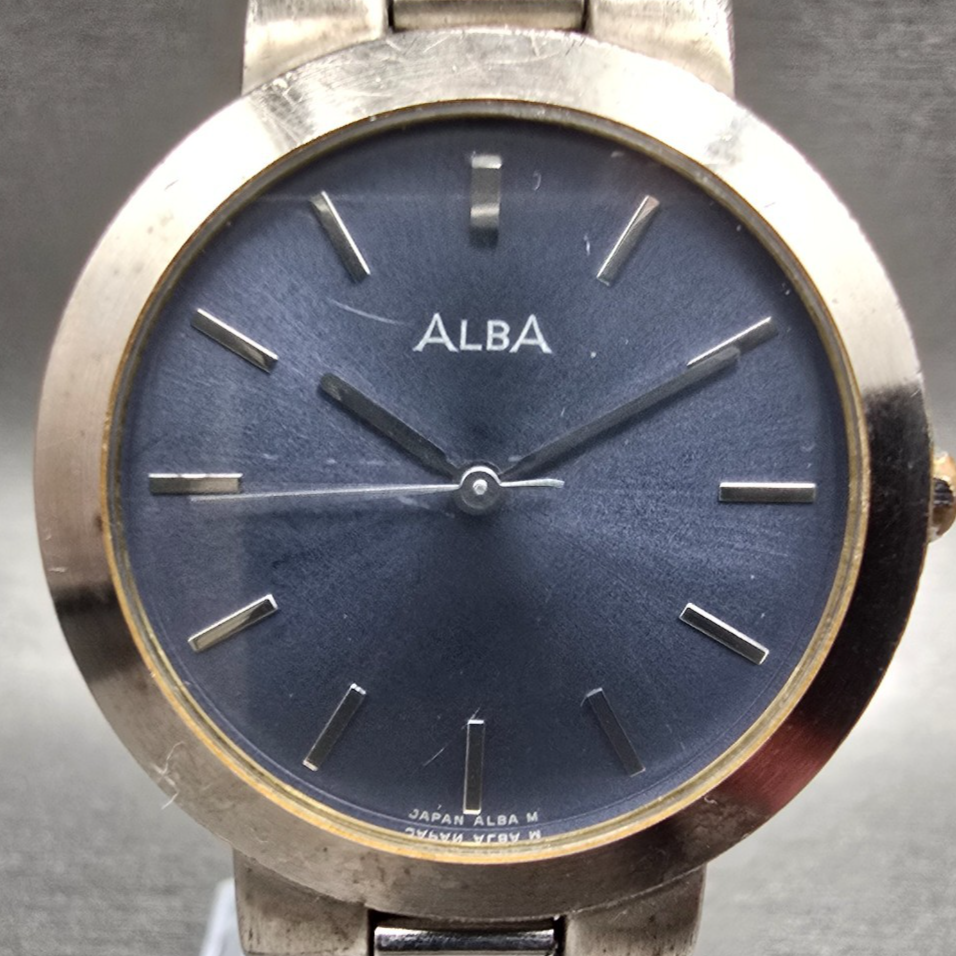 Seiko Alba Watch Men 33mm Blue Dial Silver Round V501-X101 New Battery JDM VTG1