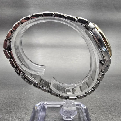 Seiko Solar Watch Women 30mm White Dial Two Tone Date Round V137-0AX0 Works 1238
