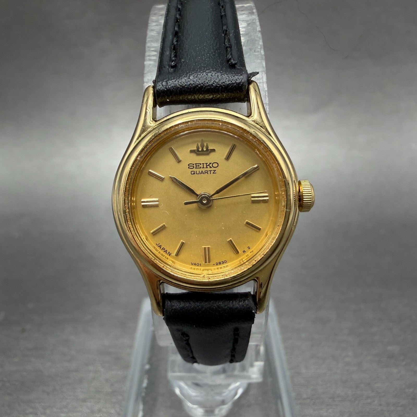 Seiko Watch Women 21mm Champagne Dial Gold Tone Round V401-0920 New Battery0