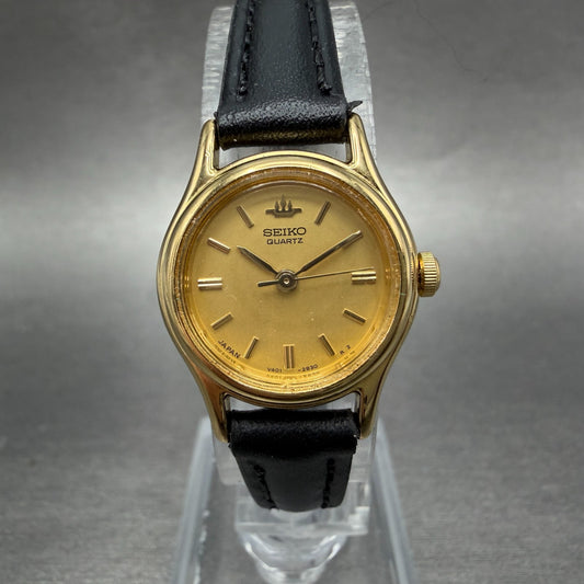 Seiko Watch Women 21mm Champagne Dial Gold Tone Round V401-0920 New Battery0