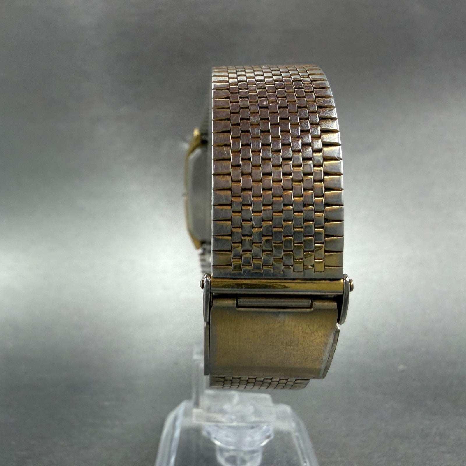 Seiko Tank Watch Men 26mm Champagne Dial Gold Tone Rectangle 6530-5080 PARTS8