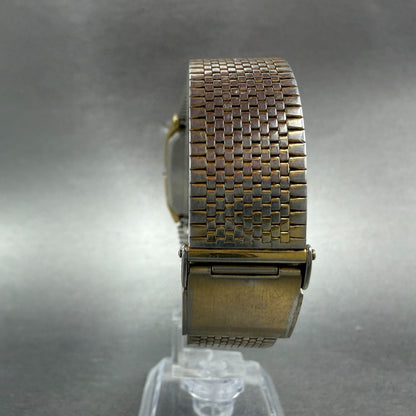 Seiko Tank Watch Men 26mm Champagne Dial Gold Tone Rectangle 6530-5080 PARTS8