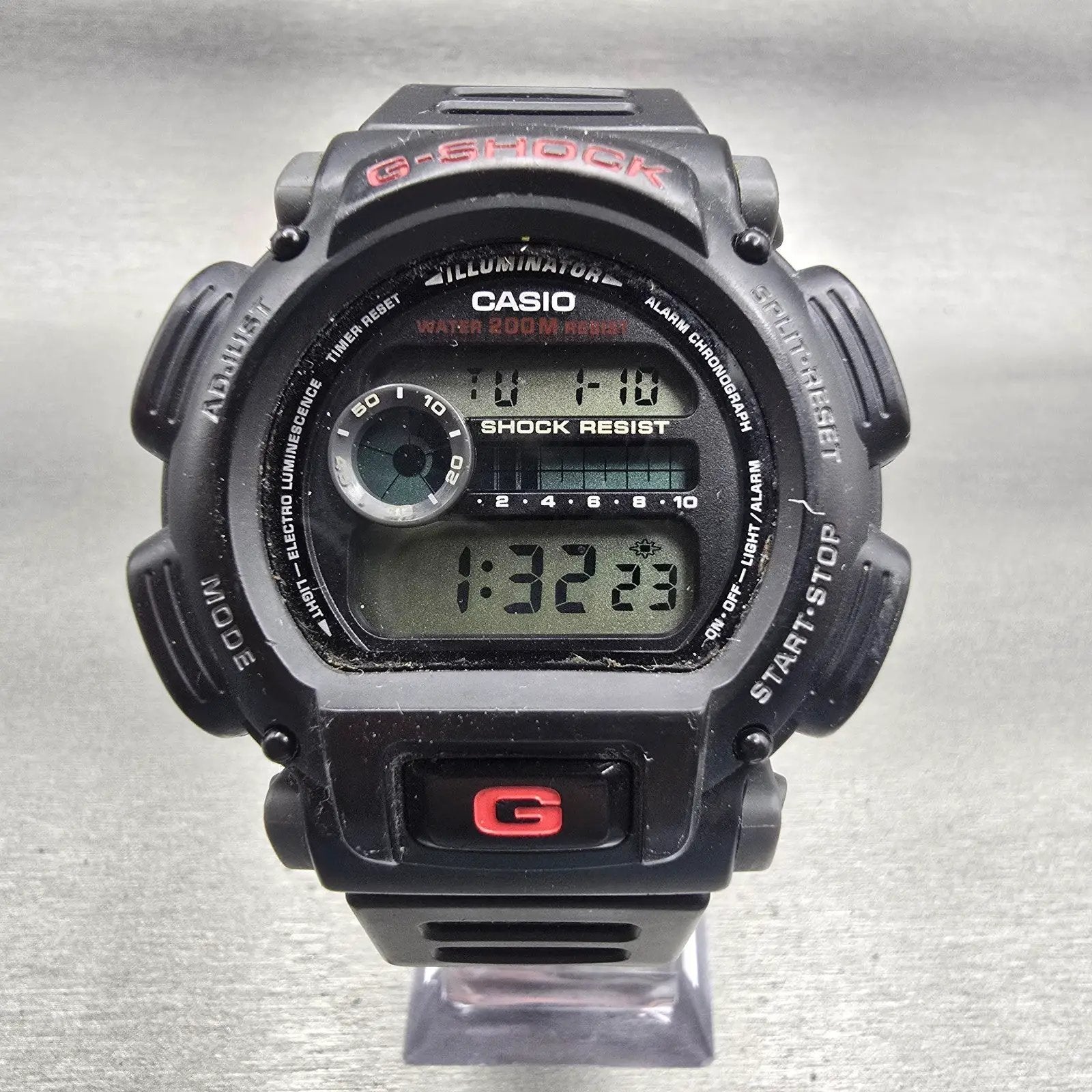 Casio G-Shock DW-9000 Watch Men 47mm Black Dial Black Tone Alarm Chrono New Batt0