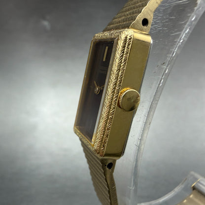 Seiko Tank Watch Women 13mm Brown Dial Gold Tone Rectangle 1320-5299 New Battery2