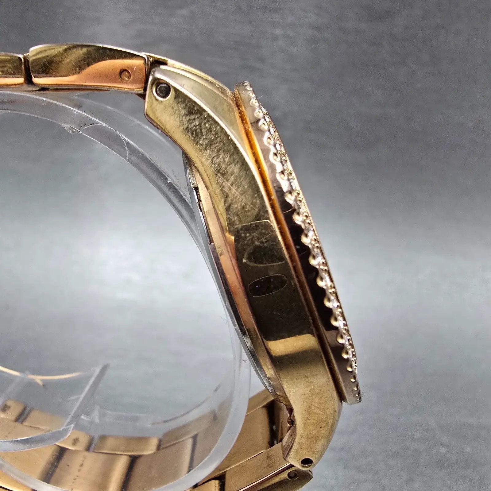 Fossil Stella Watch Women 38mm Pink Dial Rose Gold Tone Daydate ES3003 New Batt3