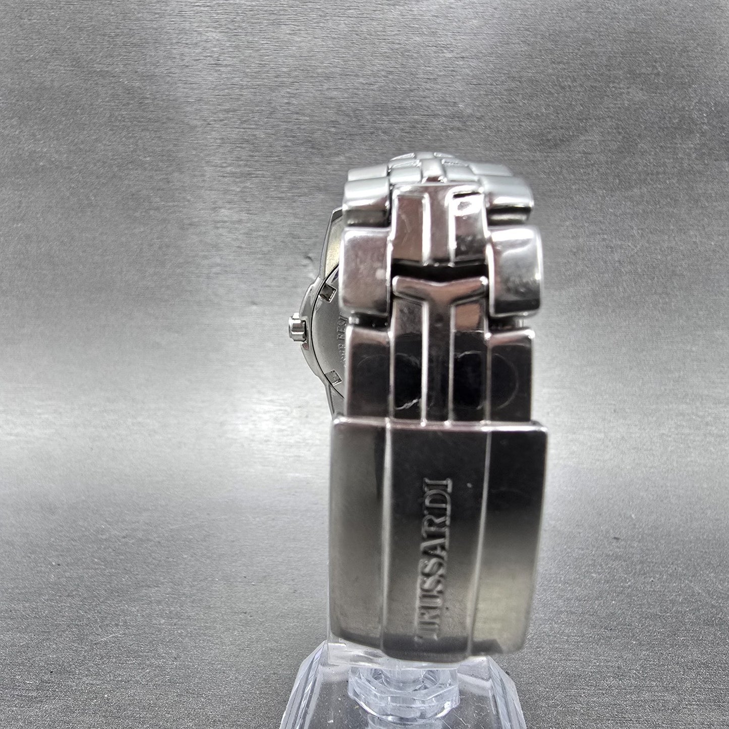 Trussardi Sport Watch Men 36mm Blue Dial Silver Tone Daydate Round New Battery9