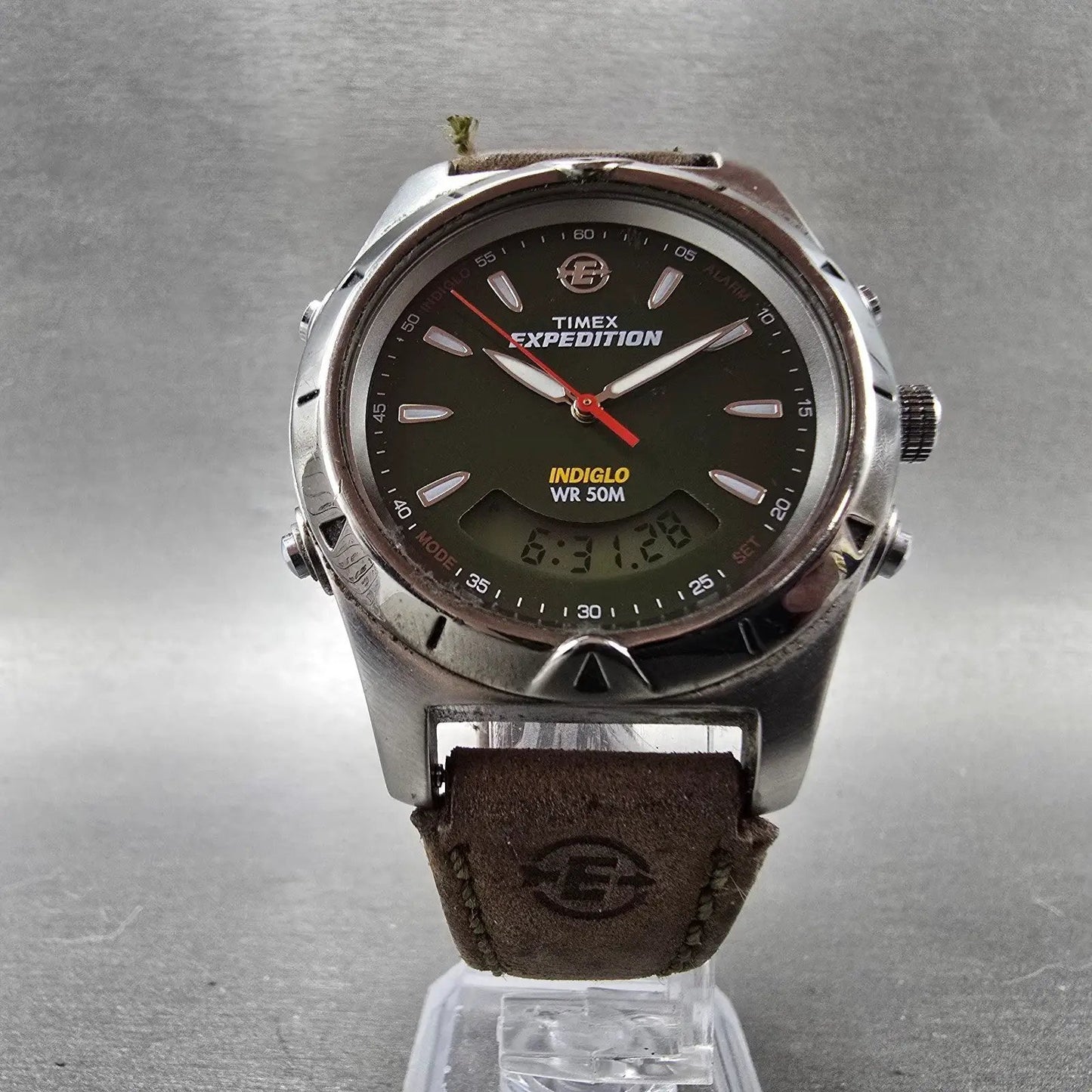 Timex Expedition Watch Men 38mm Green Dial Silver Alarm Chronograph New Battery5