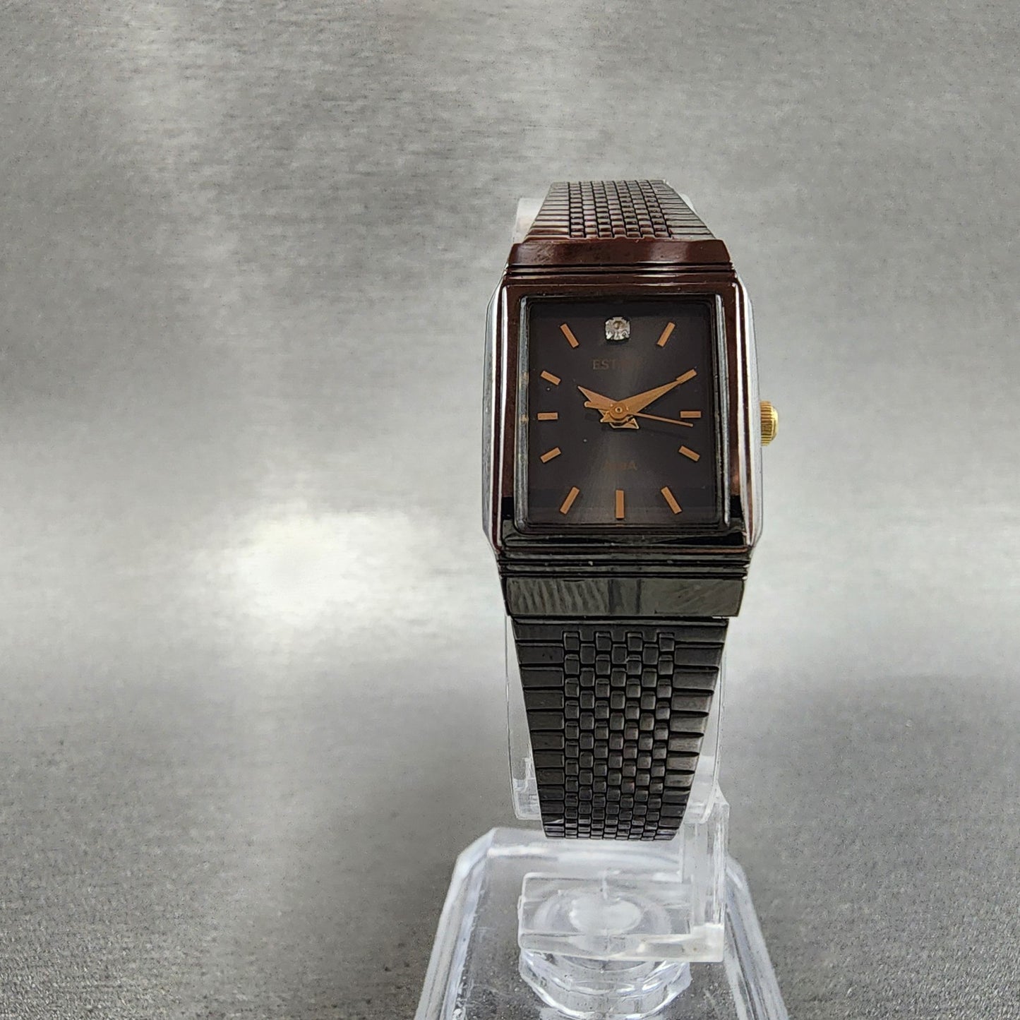Seiko Alba Estate Tank Watch Women 18mm Black Dial Black Tone V4015130 New Batt5