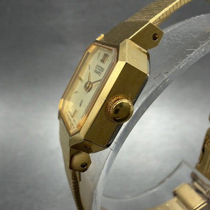 Citizen CQ Watch Women 16mm Cream Dial Gold Tone Octagon 3220-949871 New Batt2