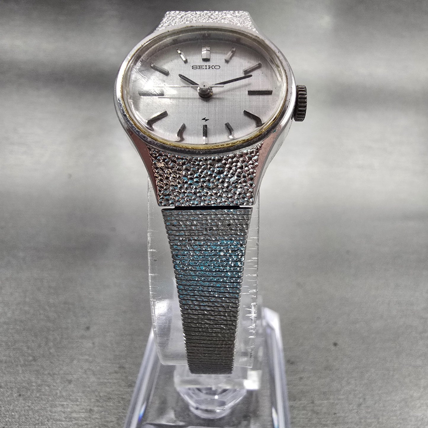 Seiko Watch Women 22mm Silver Dial Silver Tone Oval 1104-7140 Vintage Works5