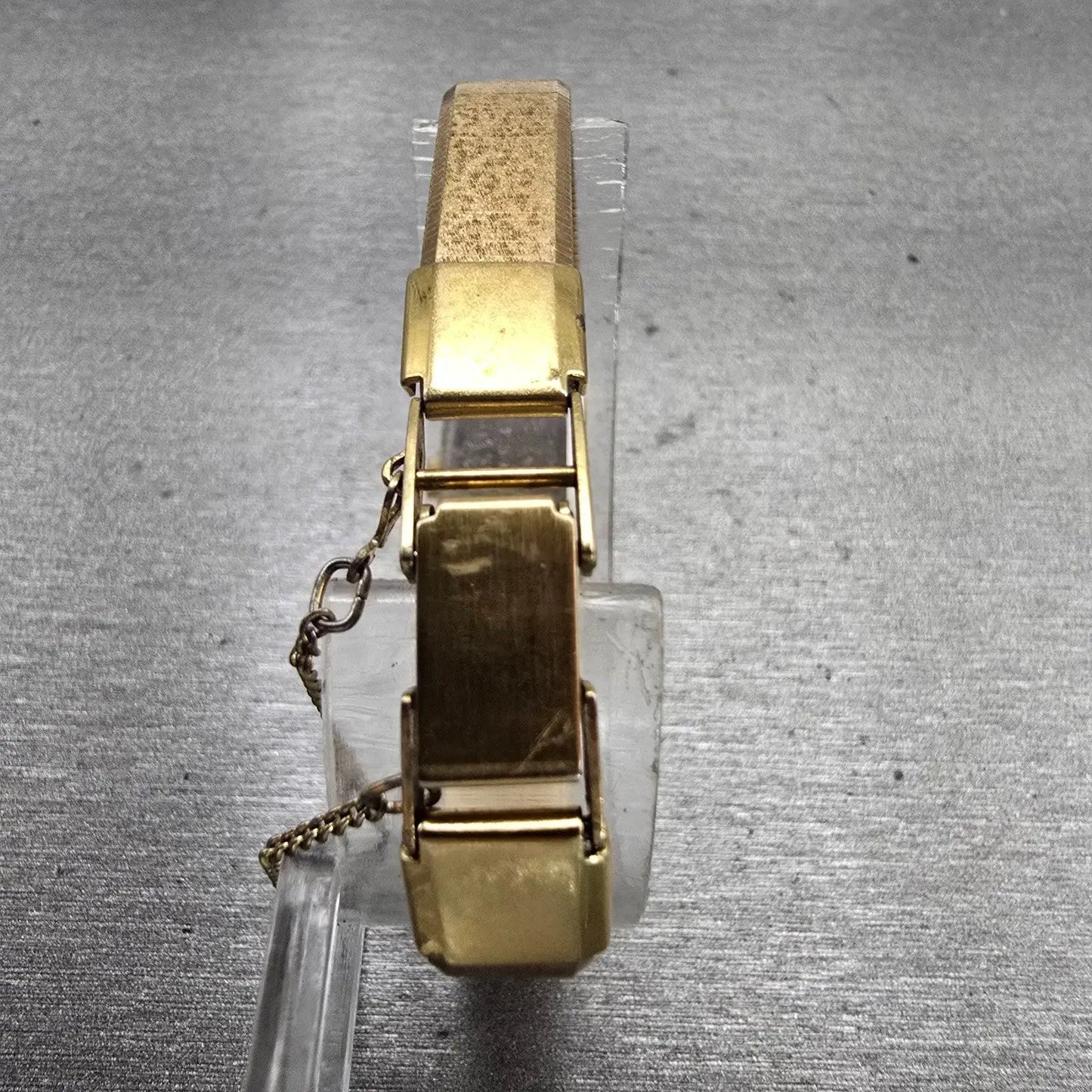 Seiko Watch Women 12mm Gold Dial Gold Tone Rectangle 1320-5040 New Battery VTG7