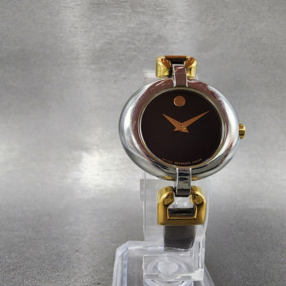 Movado Vivo Watch Women 28mm Black Dial Two Tone Round 81 A1 1701 New Battery