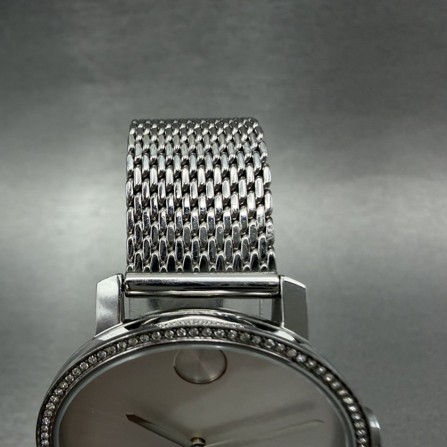 Movado Bold Shimmer Watch Women 34mm Silver Dial Steel Crystal Bezel New Batt4
