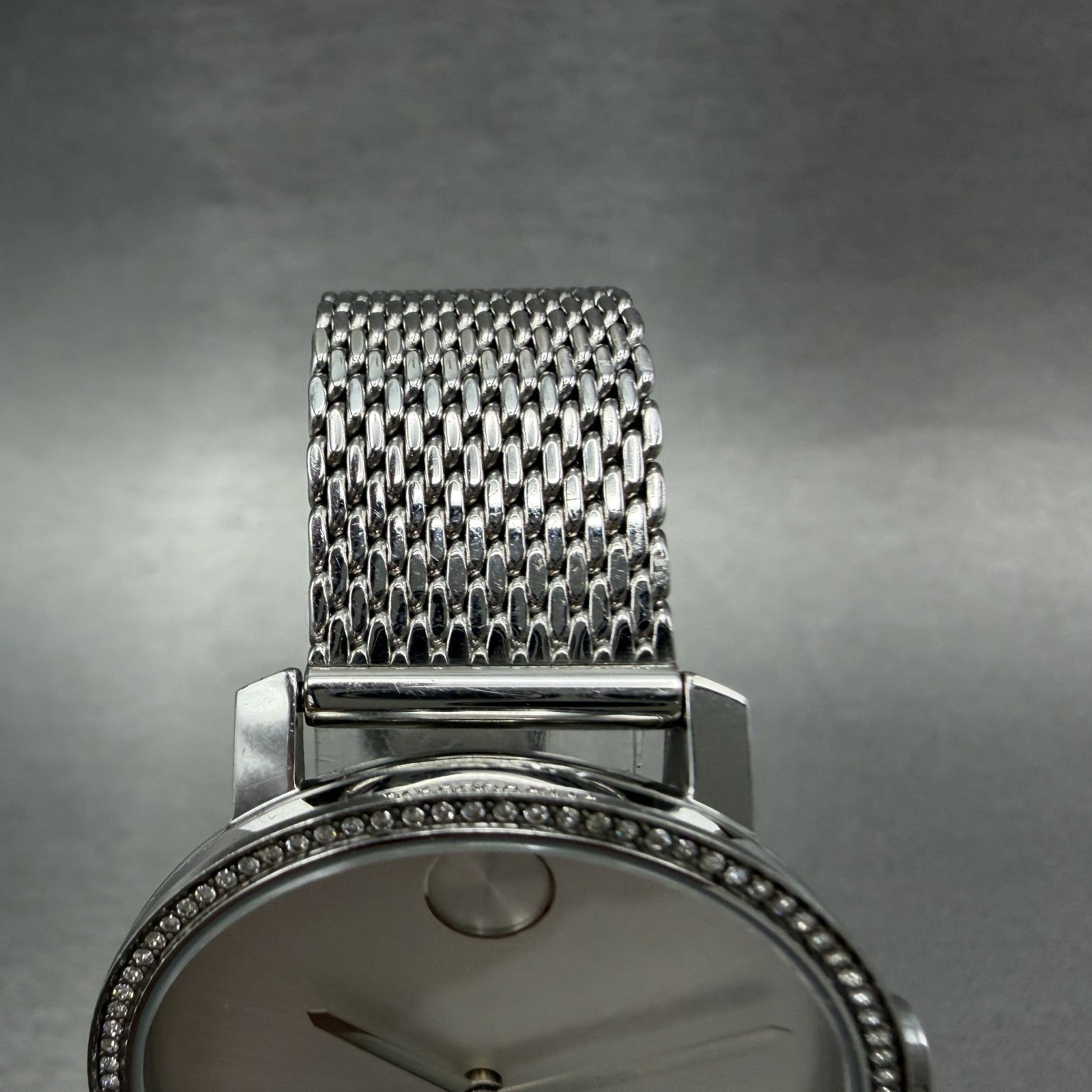 Movado Bold Shimmer Watch Women 34mm Silver Dial Steel Crystal Bezel New Batt4