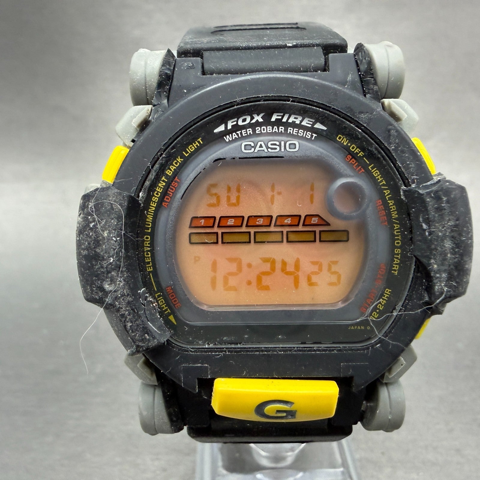 Casio G-Shock DW-002 Watch Men 48mm Digital Black Yellow Round Fox Fire New Batt0