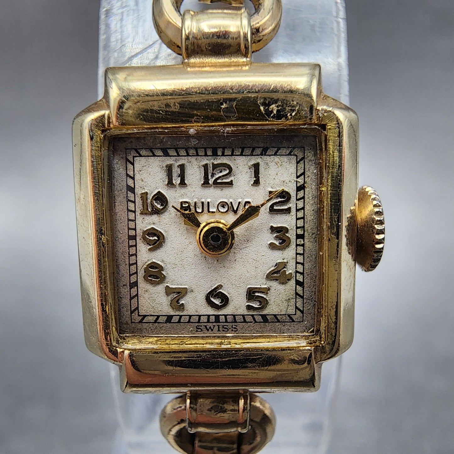 Bulova Cocktail Watch Women 14mm Cream Dial 10K Gold Filled Rectangle Manual Win1