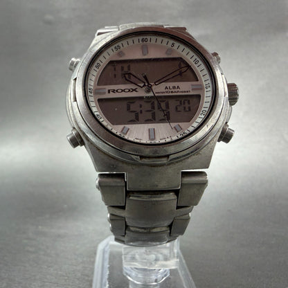Alba ROOX Watch Men 40mm Analog Digital Silver Tone Alarm Chrono NX02-0B00 Works5