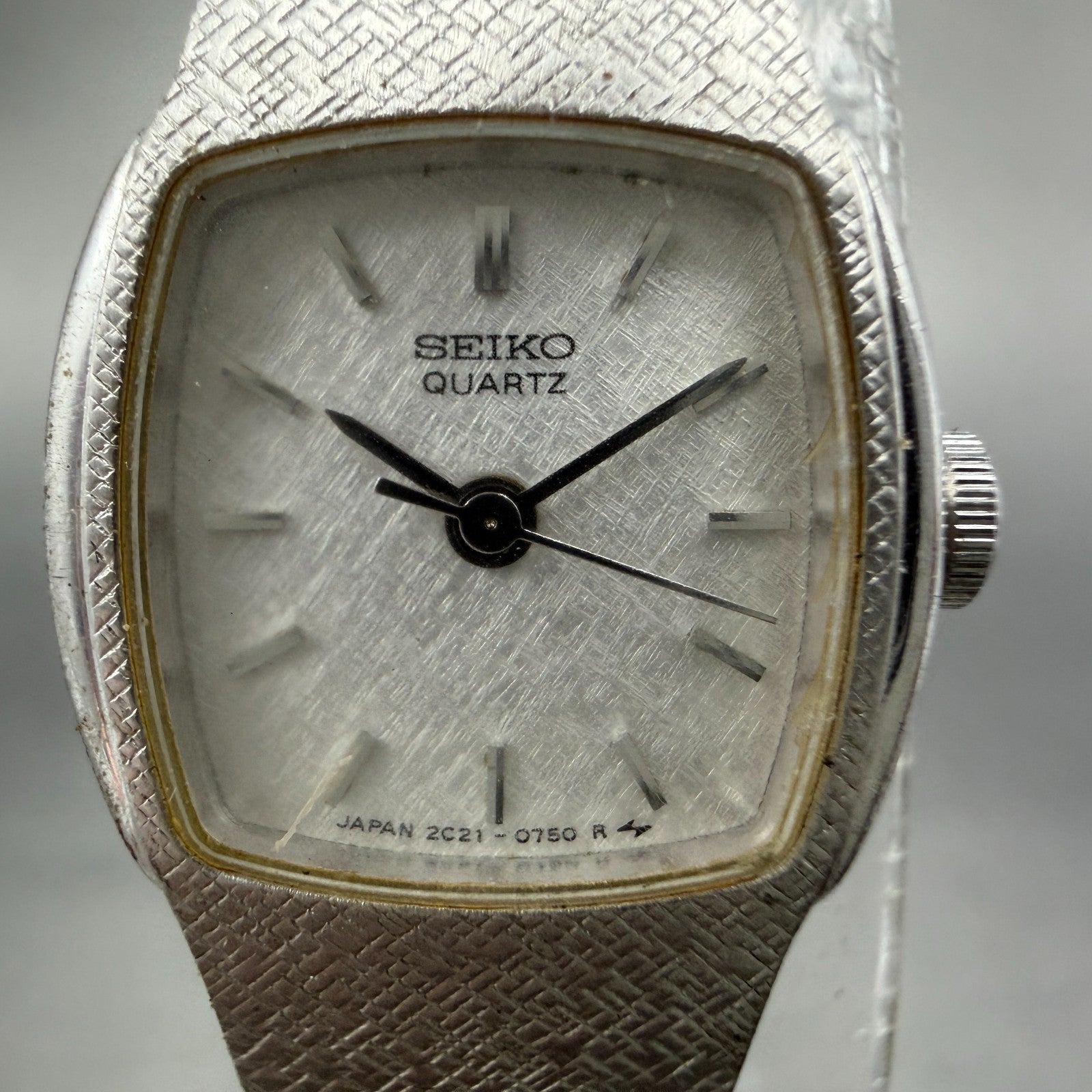 Seiko Watch Women 16mm Silver Dial Silver Tone Rectangle 2C21-5290 New Battery1