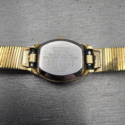 Citizen CQ Watch Women 18mm Gold Dial Gold Tone Round 4-832779 New Battery VTG12
