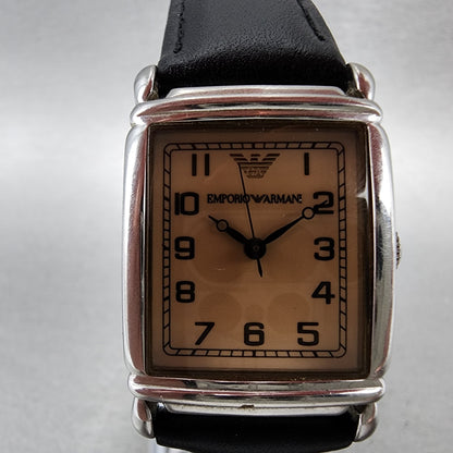 Emporio Armani Tank Watch Women 24mm Cream Dial Steel Rectangle AR0204 NewBat11