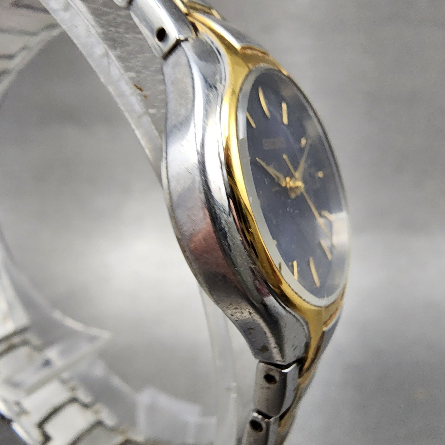 Seiko Watch Women 25mm Purple Dial Two Tone Date Round 7n820DR0 New Battery3