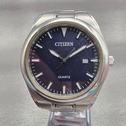 Citizen Watch Men 39mm Blue Dial Silver Tone Date Round 1112-S095221 New Battery0