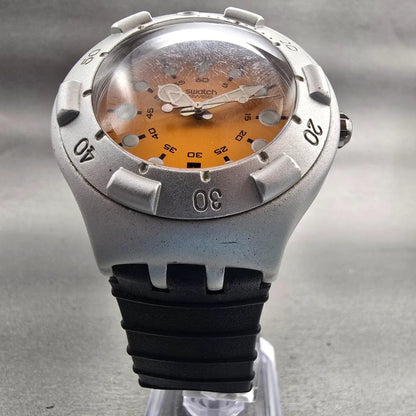 Swatch Irony Scuba 200 TOUTATIS Watch Men 43mm Orange Dial YDS4002 New Battery5