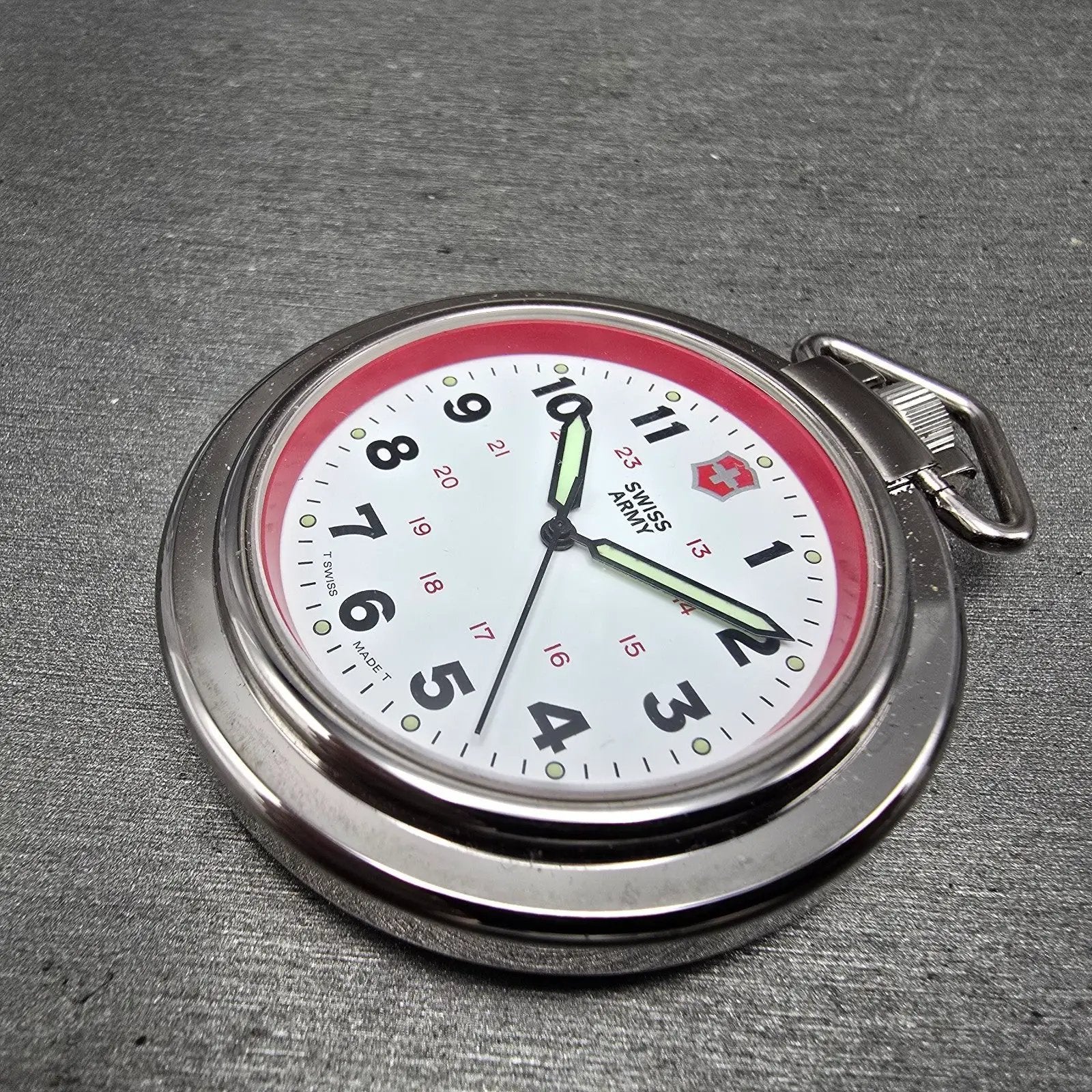 Victorinox Swiss Army Pocket Watch Men 48mm White Dial Silver Tone Round PARTS G14