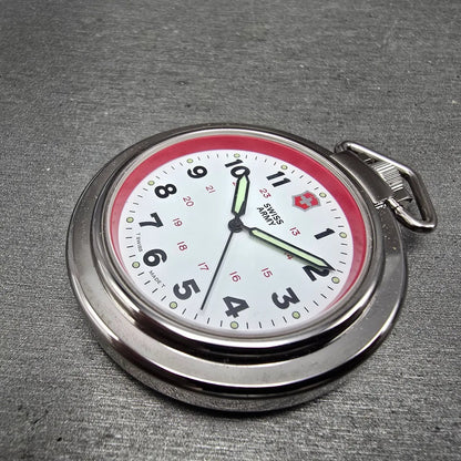 Victorinox Swiss Army Pocket Watch Men 48mm White Dial Silver Tone Round PARTS G14