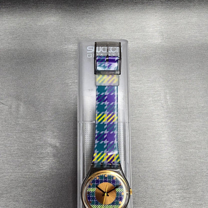 Swatch Tailleur Watch Men 34mm Gold Dial Gray Case Round GM109 New Battery NOS2