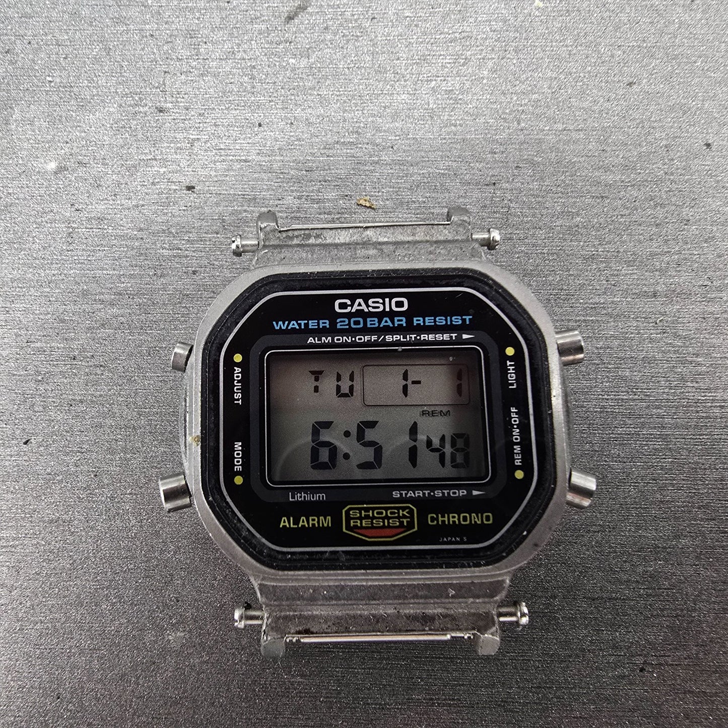 Casio DW-5600 Watch Men 38mm Silver Digital Alarm Chrono 901 New Battery VTG AB0