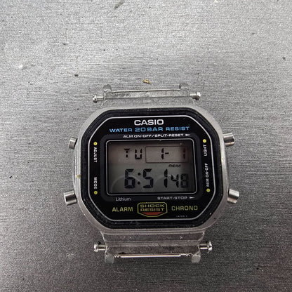 Casio DW-5600 Watch Men 38mm Silver Digital Alarm Chrono 901 New Battery VTG AB0