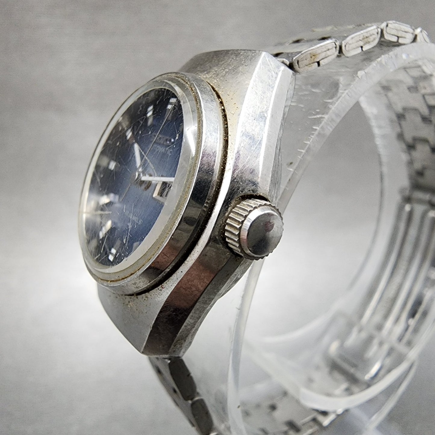 Seiko Automatic Watch Women 24mm Blue Dial Silver Tone Daydate 22060040 Runs2