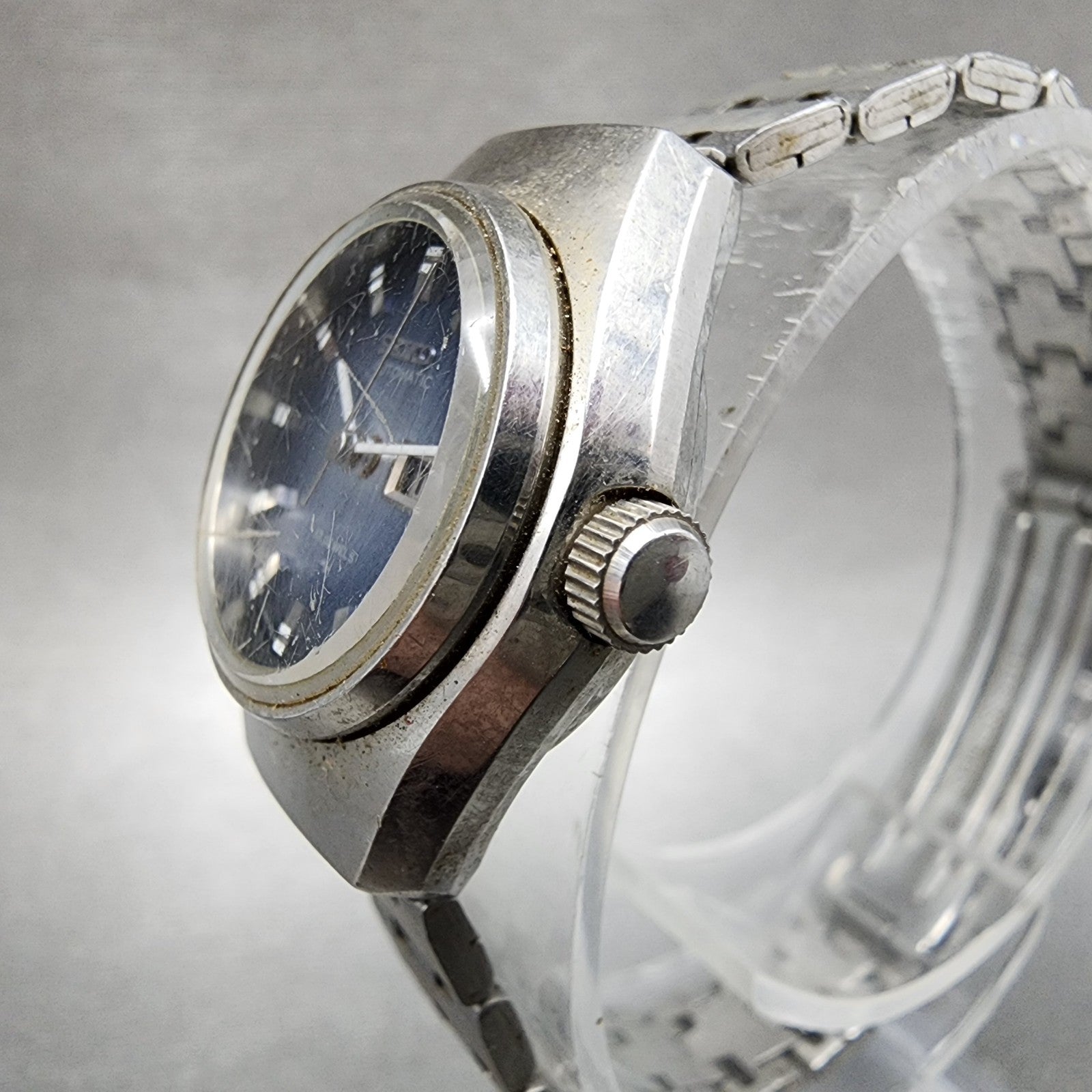 Seiko Automatic Watch Women 24mm Blue Dial Silver Tone Daydate 22060040 Runs2