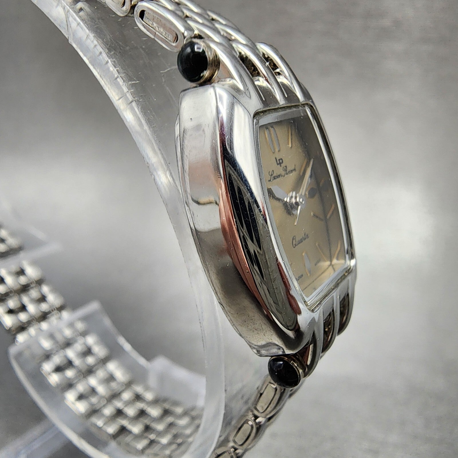 Lucien Piccard Watch Women 18mm Brown Dial Silver Tone Rectangle New Battery3