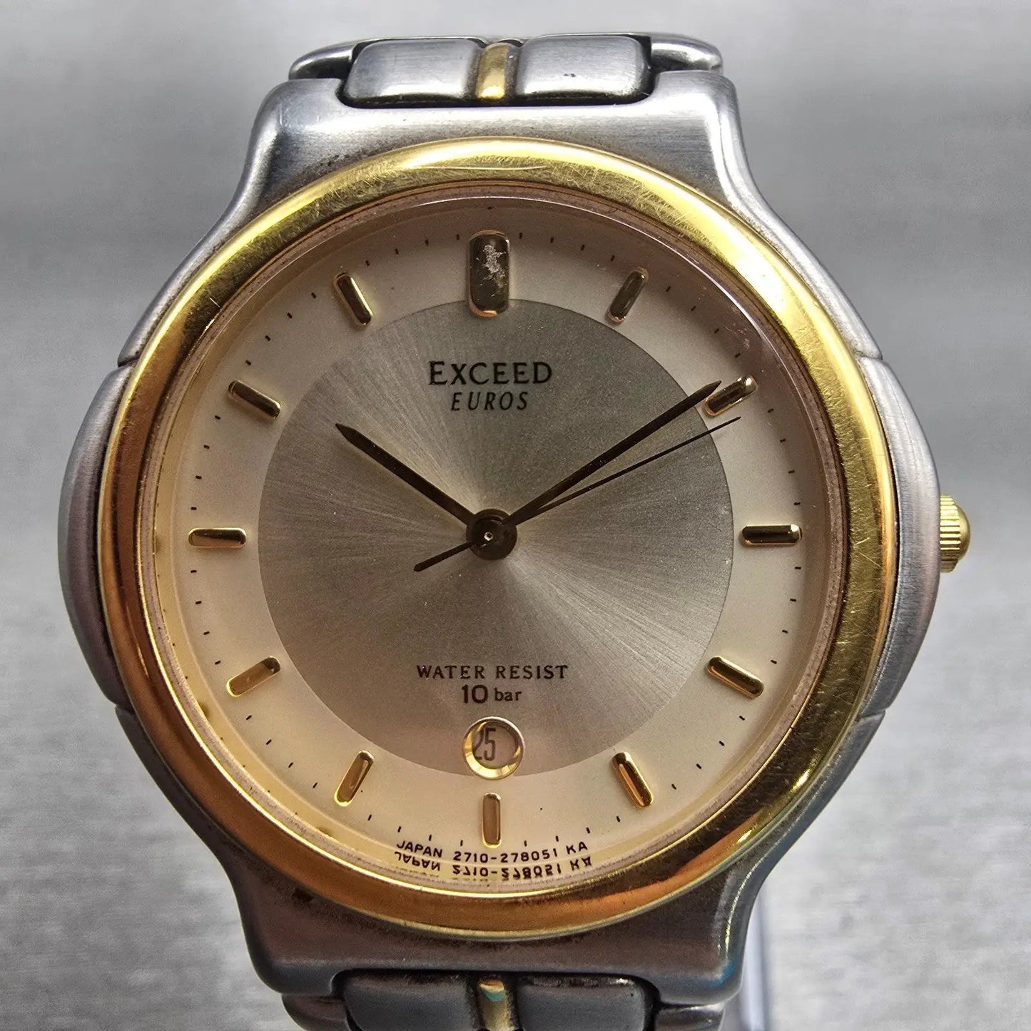 Citizen Exceed Watch Men 33mm Champagne Dial Two Tone Date 2710-274300 New Batt1