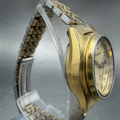 Seiko SQ Watch Women 25mm Champagne Dial Gold Tone Daydate Round New Battery3