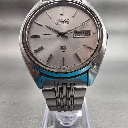 Seiko SQ Watch Men 36mm Silver Dial Silver Tone Daydate Round 4336-8089 New Batt5