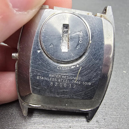 Seiko SQ Watch Men 34mm Purple Dial Silver Tone Daydate 7546-5019 PARTS Vintage7