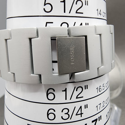 Fossil F2 Watch Women 20mm Silver Dial Aluminum Case Rectangle ES-9054 New Batt